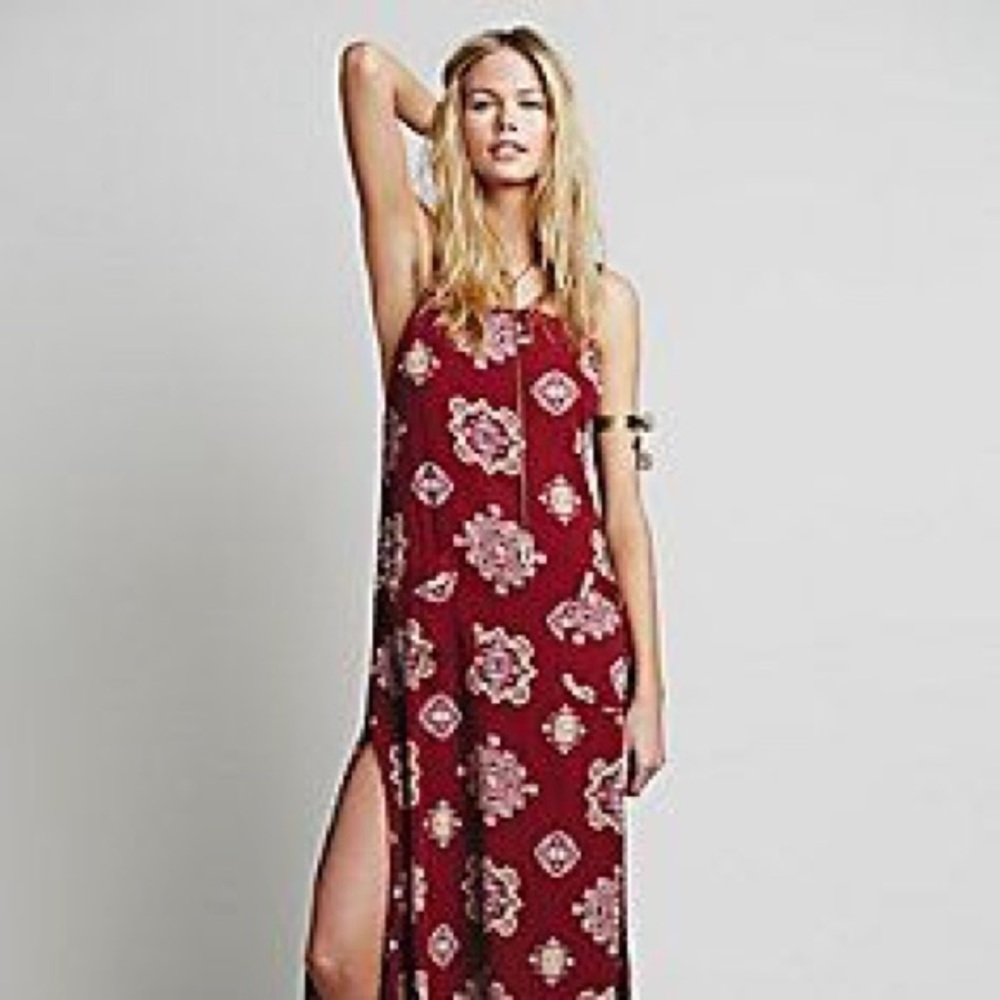 Free people cranberry maxi dress, Size 0